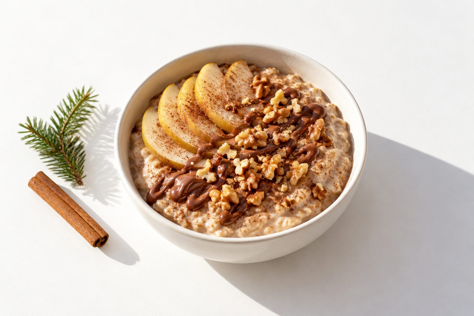 Christmas gingerbread porridge with chocolate topping