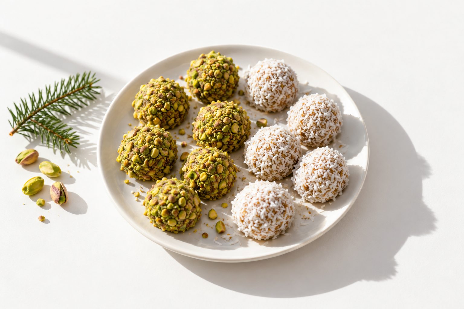No-bake pistachio Christmas balls